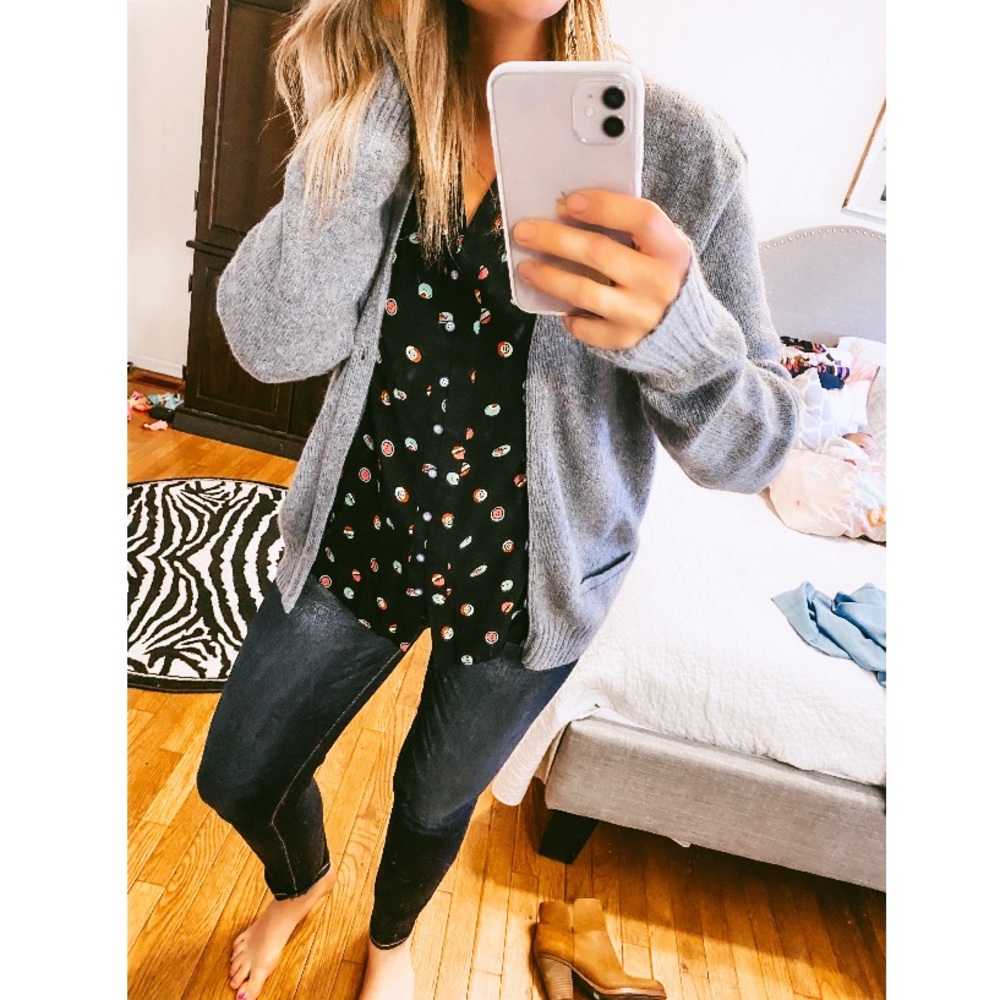 Grey button up cardigan